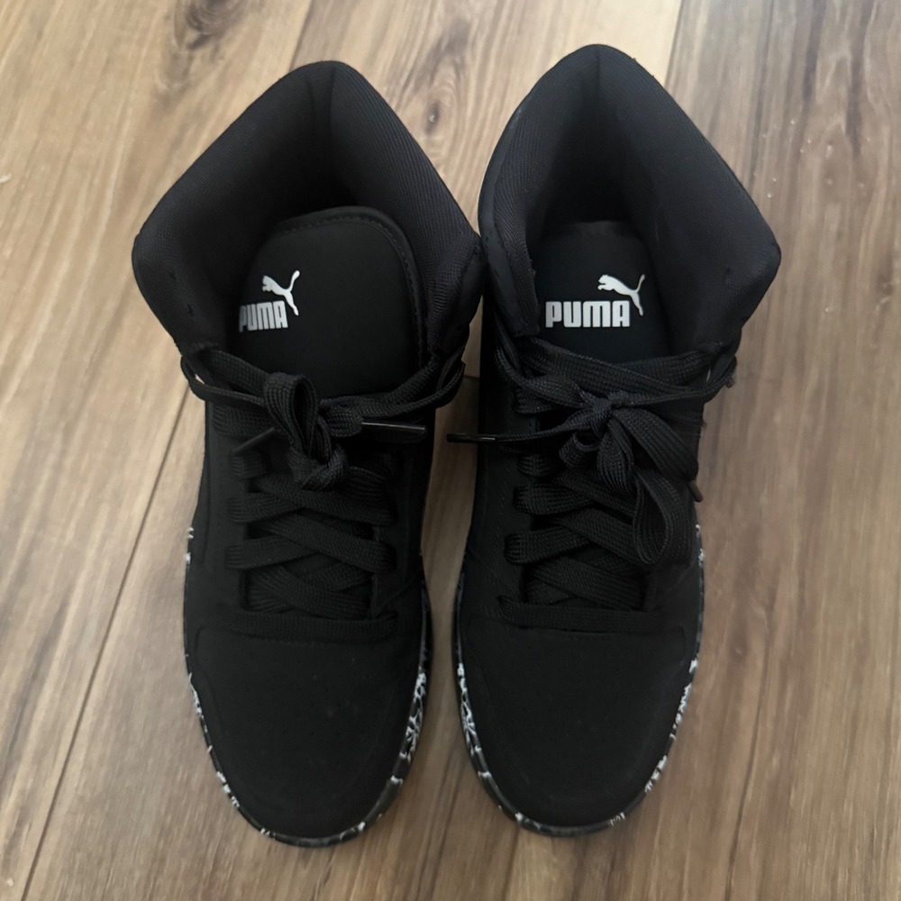 Puma Rebound V6 Marble Mid Black White Sneakers 395114-01 Kids Size 7Y - Picture 4 of 9